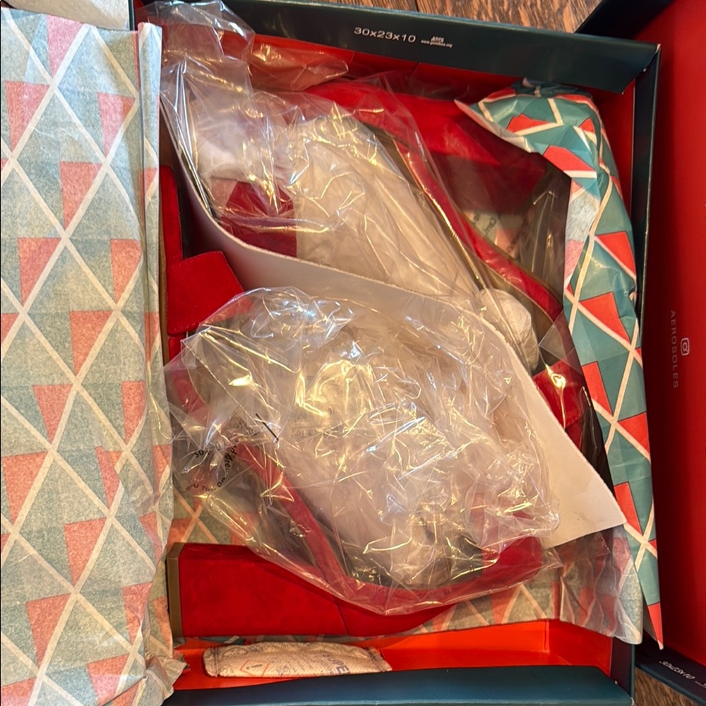 Red ankle strap heels aero soles
